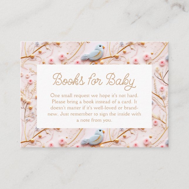 Rosa Blommigt Girl Baby Shower Bok Request Tilläggskort (Framsida)