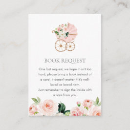 Rosa Blommigt Girl Baby Shower Bok Request Tilläggskort