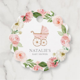 Rosa Blommigt Girl Baby Shower Gåvor Etiketter