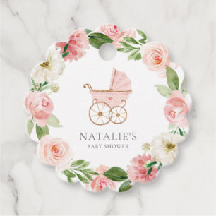 Rosa Blommigt Girl Baby Shower Gåvor Etiketter