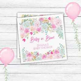 Rosa Blommigt Girl Baby Shower Pappersservett