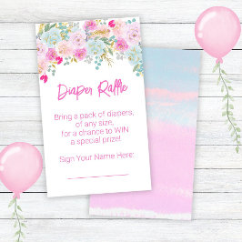 Rosa Blommigt Girl Baby Shower Raffle Tilläggskort
