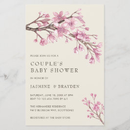 Rosa Blommigt Girl Par Baby Shower-inbjudan för  B