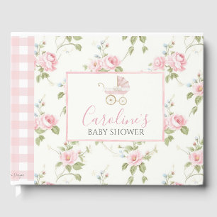 Rosa Blommigt Girl Preppy Southern Baby Shower Gästböcker