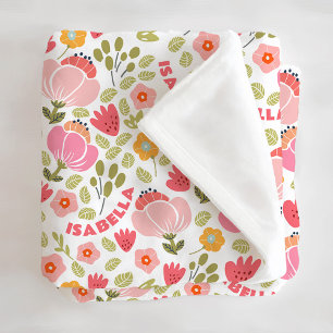 Rosa Blommigt Girls Namn Fleece Blanket