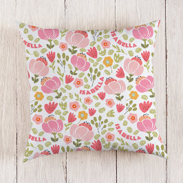 Rosa Blommigt Girls Namn Pillow Kudde