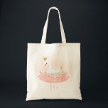 Rosa Blommigt Girls Svan Princess Tote Bag Tygkasse<br><div class="desc">Rosa Blommigt Girls Svan Princess Tote Bag Sweet whimsical svan princess to te bag med en vit banderoll för svan rosa,  rosa blommigt arrangemang och faux guld punkter. Underbar som en påse för ett flicka-objekt.</div>
