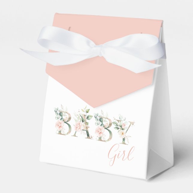 Rosa Blommigt Girly Baby Shower Presentaskar (Framsidan Sidan)