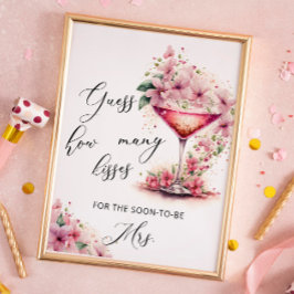Rosa Blommigt gissar hur många Kisses-Möhippa Poster