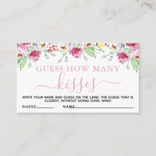 Rosa Blommigt gissar Kisses Baby Shower Game Card Tilläggskort