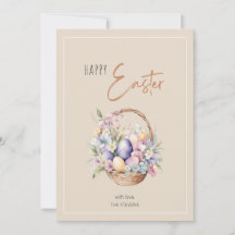 Rosa Blommigt Glad påsk Basket Hälsning