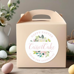 Rosa Blommigt Glad påsk Homemade Baking Gift Runt Klistermärke