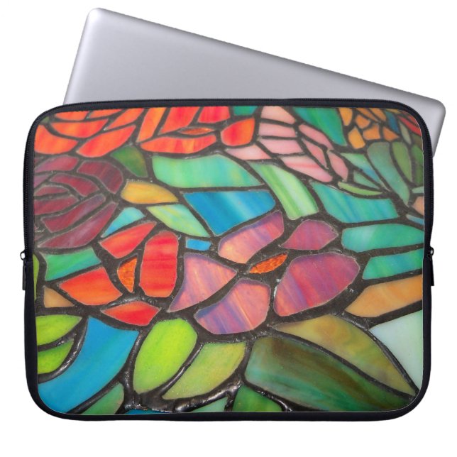 Rosa Blommigt Glas Laptop sleeve (Framsidan)