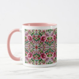 Rosa Blommigt Glasdesign Mugg