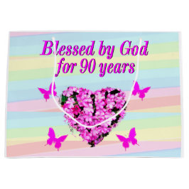 ROSA BLOMMIGT GOD LOVING 90:E BIRTHDAY GIFT BAG