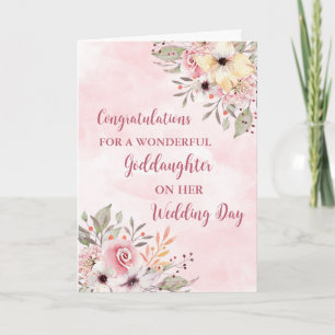 Rosa Blommigt Goddotters Grattisar Bröllop Kort