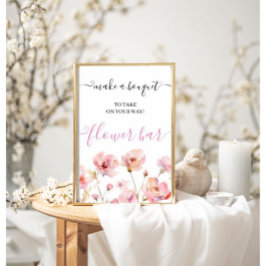 Rosa-Blommigt gör din egen Bouquet blommar Pub Poster