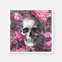 Rosa Blommigt Goth Skull
