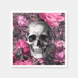 Rosa Blommigt Goth Skull Pappersservett