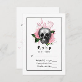 Rosa Blommigt Gotham Skeleton Bröllop OSA Card