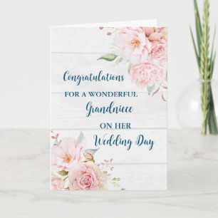 Rosa Blommigt Grandniece Bröllop Grattisar Kort