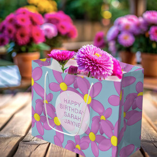 Rosa Blommigt Grattis på födelsedagen Large Gift B