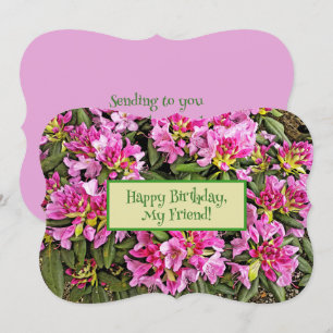 Rosa Blommigt "Grattis på födelsedagen, min vän!"