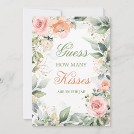 Rosa blommigt, greeneri gissar hur många Kisses-sp Inbjudningar