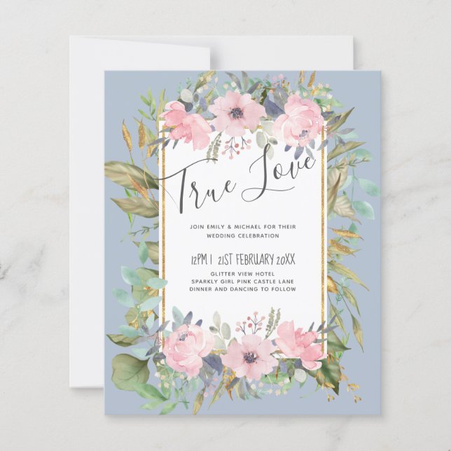  Rosa Blommigt Greenery Boho Bröllop (Framsida)