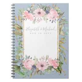  Rosa Blommigt Greenery Boho Bröllop Anteckningsbok