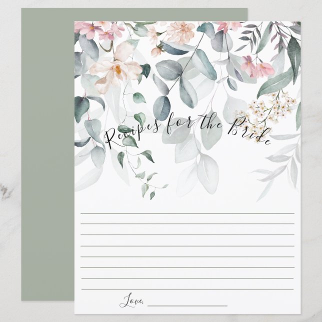 Rosa Blommigt Greenery Bride Recipe (Fram/baksida)