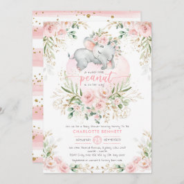  Rosa Blommigt Greenery Elephant Baby Shower Inbjudningar