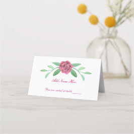 Rosa Blommigt Greenery Foliage Bord Place Card Placeringskort