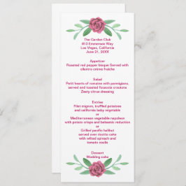 Rosa Blommigt Greenery Foliage Bröllop Menu Card Inbjudningar