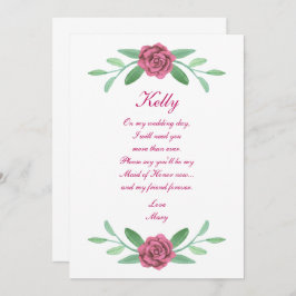 Rosa Blommigt Greenery Foliage Maid of honor Card Inbjudningar