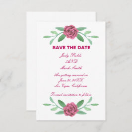 Rosa Blommigt Greenery Foliage Save Date Card Meddelande