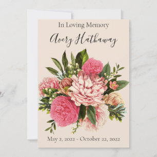Rosa Blommigt Greenery Funeral Memorial Program