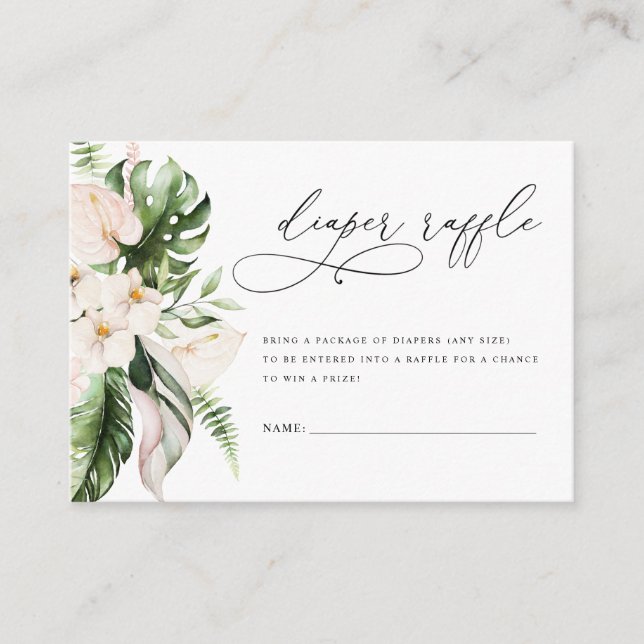  Rosa Blommigt Greenery Girl Diaper Raffle  Tilläggskort (Framsida)