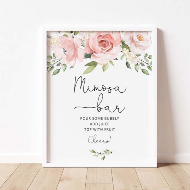Rosa blommigt greenery Mimosa pub Poster (Skapare uppladdad)