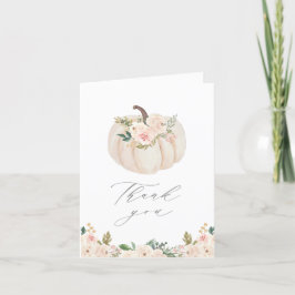 Rosa Blommigt Greenery Pumpkin Baby Shower Tack Kort
