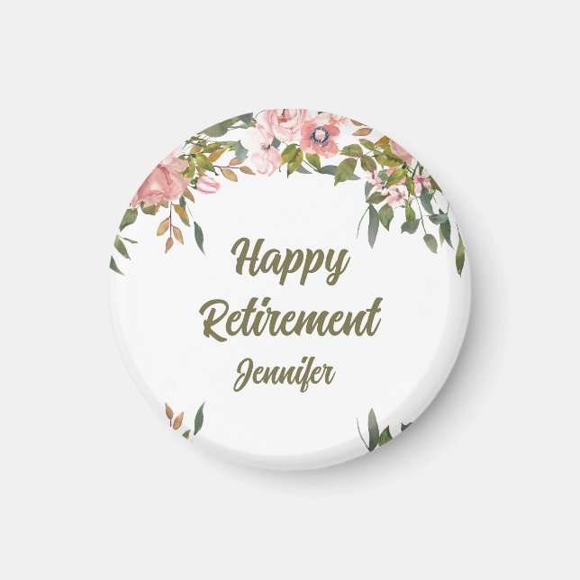 Rosa Blommigt Greenery Rustic Boho Lycklig Pension Magnet (Framsidan)