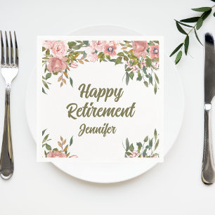 Rosa Blommigt Greenery Rustic Boho Lycklig Pension Pappersservett