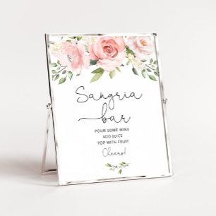 Rosa blommigt greenery Sangria pub Poster