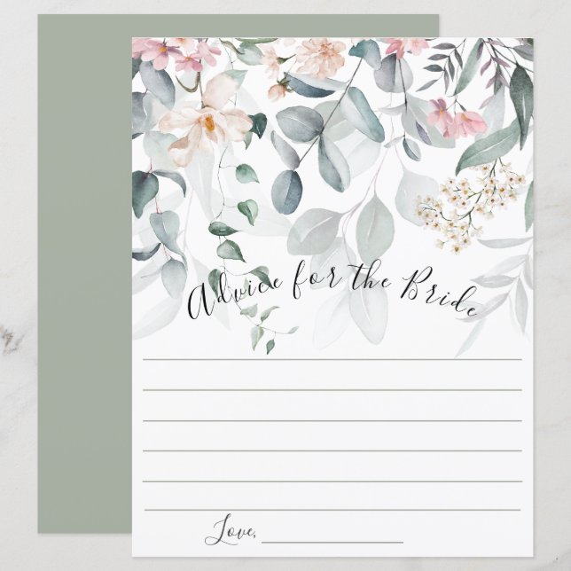 Rosa Blommigt Grey Advice for Bride (Fram/baksida)