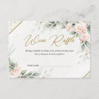  rosa blommigt grön och guld Vin Raffle