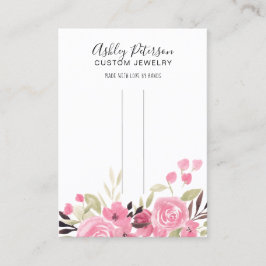 Rosa blommigt grönt hårklippsbarrette visning visitkort