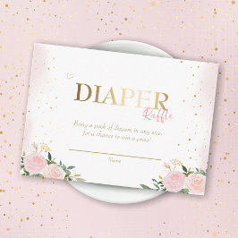 Rosa Blommigt Guld Baby Shower Raffle Tilläggskort