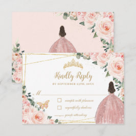  Rosa Blommigt Guld Butterfly Quinceañera Dress OSA Kort