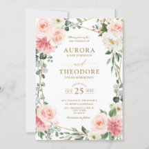  Rosa Blommigt Guld Geometric Botanical Bröllop