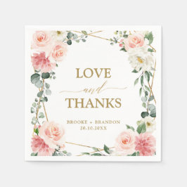  Rosa Blommigt Guld Geometric Botanical Bröllop Pappersservett